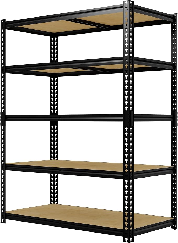 5-Tier Garage Storage Shelves for Kitchen Pantry Basement Bathroom Laundry Heavy Duty Metal Adjustable Shelving Unit Storage Shelving, 2500 LBS Capacity, 48" l x 24" w x 72" h
