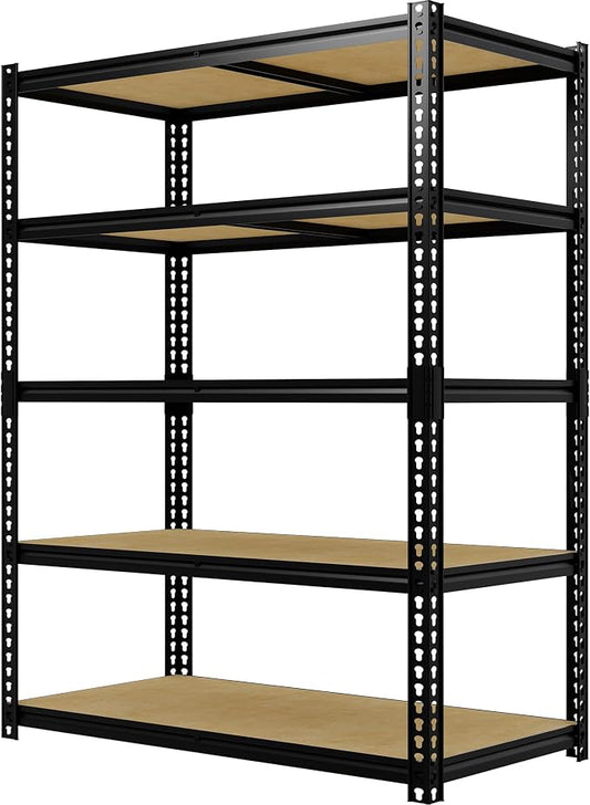 5-Tier Garage Storage Shelves for Kitchen Pantry Basement Bathroom Laundry Heavy Duty Metal Adjustable Shelving Unit Storage Shelving, 2500 LBS Capacity, 48" l x 24" w x 72" h