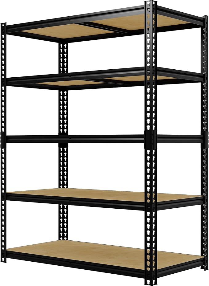 Heavy Duty Storage Shelves 5-Tier Shelving Unit, 2500 LBS Capacity Metal Rack for Garage Kitchen Pantry, Adjustable Shelves, 35" L x 18" W x 72" H