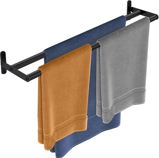 Double Towel Bar, 24 Inch Towel Racks for Bathroom, Stainless Steel Bathroom Towel Holder, Towel Rack Wall Mounted Towel Hanger Towel Rod, Matte Black