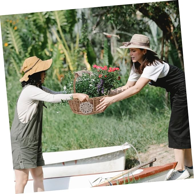 PRETYZOOM 1pc Creative Hand-woven Rattan Storage Basket Decorative Flower Basket for Home Decor Rustic Charm for Living Room Bedroom Office Wedding Supply