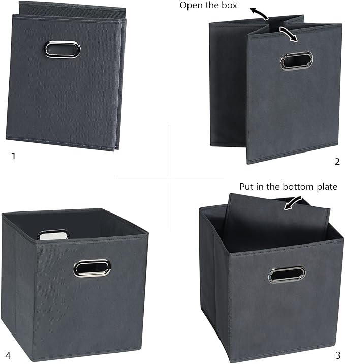 Fabric Cloth Storage Bins,Fabric Cube Organizer with Dual Handles Foldable Cube Storage Baskets for Home Bedroom Storage,Set of 6, Gray