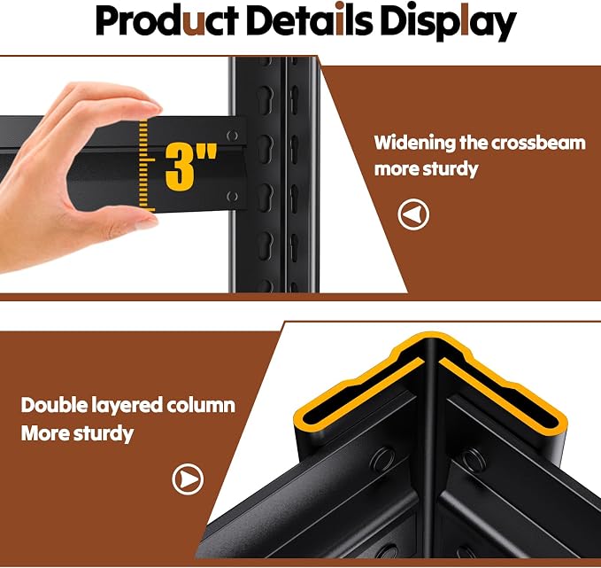 72''H Storage Shelves, 2000lbs Garage Shelving,Adjustable Heavy Duty Shelving Unit,5T Tall Garage Shelves，Wood Metal Standing Shelf Units,Utility Rack for Kitchen 72''H*28''W*12''D