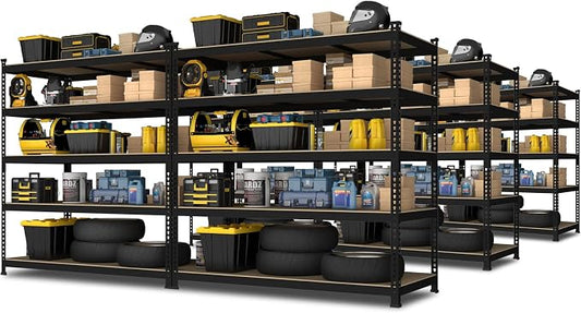 PrimeZone 48"W x 24"D x 72"H Garage Storage Shelves, 5-Tier Metal Shelving | 3000 LBS Capacity, Heavy-Duty Metal Frame, FSC MDF Boards, Boltless Assembly, Adjustable Shelves for Warehouse, Basement 6PCS