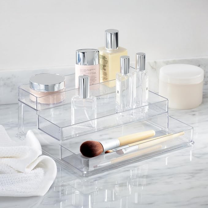 iDesign Nail Polish Organizer, 3-Tier Clear Display Stand | Holds up to 30 Bottles, Compact, For Countertop