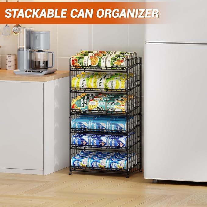 JKsmart 3-Tier Stackable Can Organizer, Storage Can Rack for Kitchen Pantry Cabinet, Holds Up to 72 Cans, Multifunctional Can Dispenser for Snacks Soda