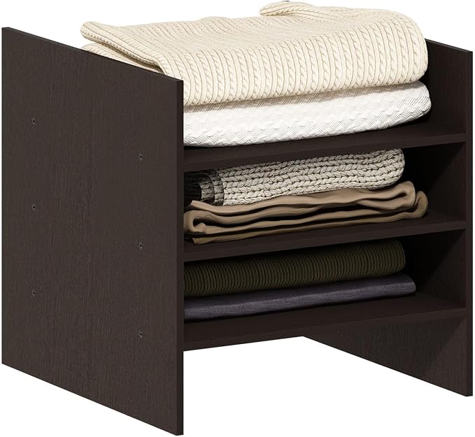 Furinno Cubicle 3-Shelf Cube Insert, Cube Organizer, Dark Oak | 13.3W x 13.4H, Fits into Furinno Extra Thick Cubes, for Organizers and Storage (Does not fit IKEA Kallax Shelving)