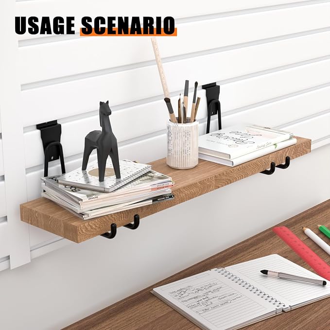 18PCS Black Slatwall Hooks, Garage Slatwall Accessories, Multi Size Slat Wall Accessory, Utility Hooks for Slatwall