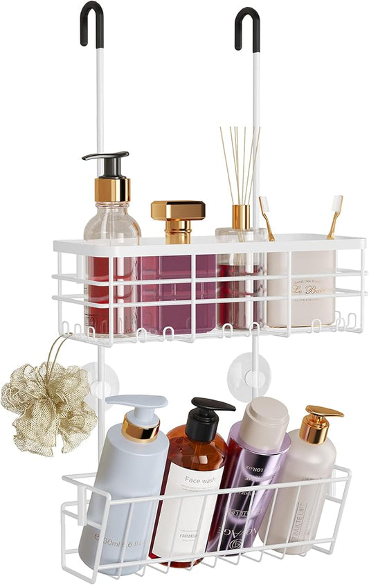 HapiRm Hanging Shower Caddy Organizer - No Drilling Shower Organizer with Inclined Shelf, Rustproof & Waterproof 304 Stainless Steel Bathroom Caddy - White