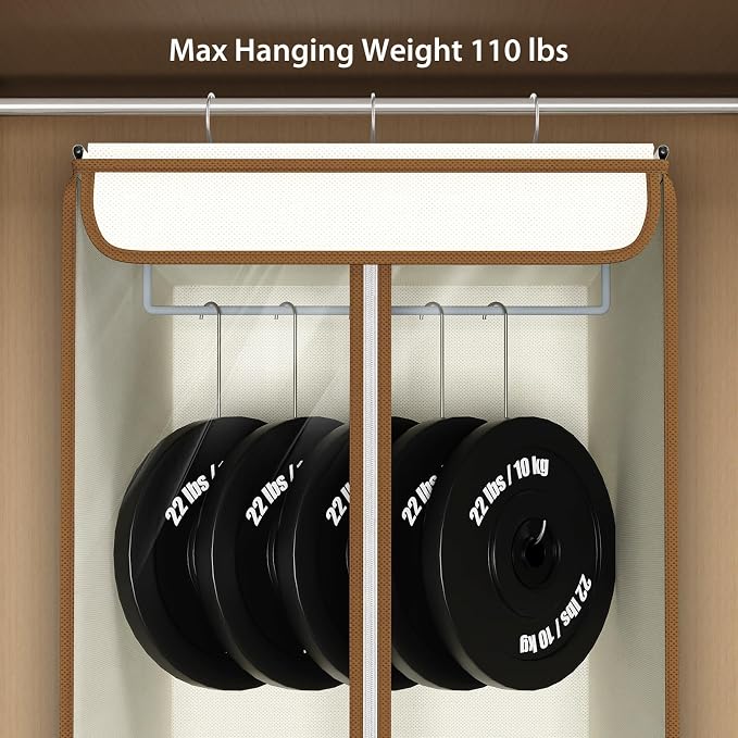 Univivi Garment Bags for Hanging Clothes, Cloth Bag 40 In, 1 PCS, Beige | Large Capacity, Easy Assembly, Clear Window, Dustproof, Durable Zipper, Hanging Garment Storage Bag for Suit, Coat, Dress