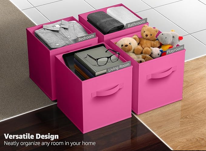 Sorbus Fabric Storage Cubes - 8 Foldable Storage Bins for Organizing Pantry, Cubbies, Toy Box - Clothes Storage & Closet Organizer - 13 Inch Collapsible Cube Baskets for Shelves with Handle