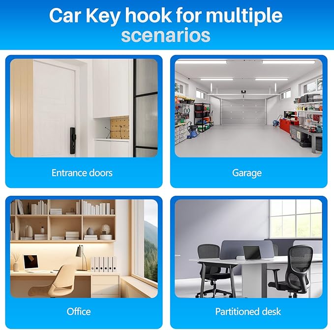2 Pcs Car Garage Key Holder Car Key Holder for Wall 3D Easy Installation Keys Rack Wall-Mounted, Suitable for Cars Enthusiasts, Suitable for Entrances, Corridors, Front Doors (Red, Blue)
