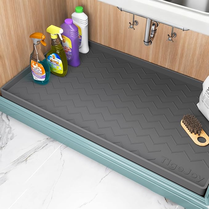 TigeJoy 19" x 19" Under Sink Mats for Kitchen Waterproof, Leak-Proof Silicone Mat Sink Protector and Cabinet Liner, Kitchen Essentials Organizer and Storage, Boot or Shoe Tray, Pet Feeding Mat | Leak-Proof Silicone Mat Sink Protector, Kitchen Essential...