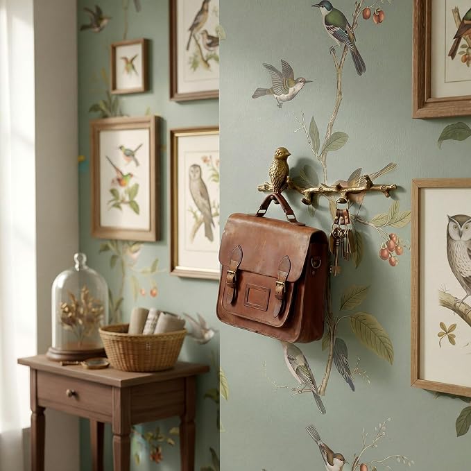 Hicarer Metal Bird Coat Hooks Antique Gold Bird Hangers and Key Holder Animal Theme Hooks for Entryway Bathroom Bedroom