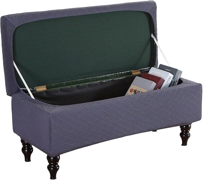 FUANGUI Ottoman Cover Slipcovers Rectangular Folding Stretch | Storage Bench Footrest Sofa Stool Covers Footstool Protector with Elastic Bottom, Removable Washable,Large