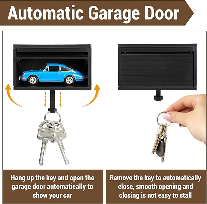Car Garage Key Holder, Car Key Holder for Wall, Small Cars Garage Key Holders with Opening Door