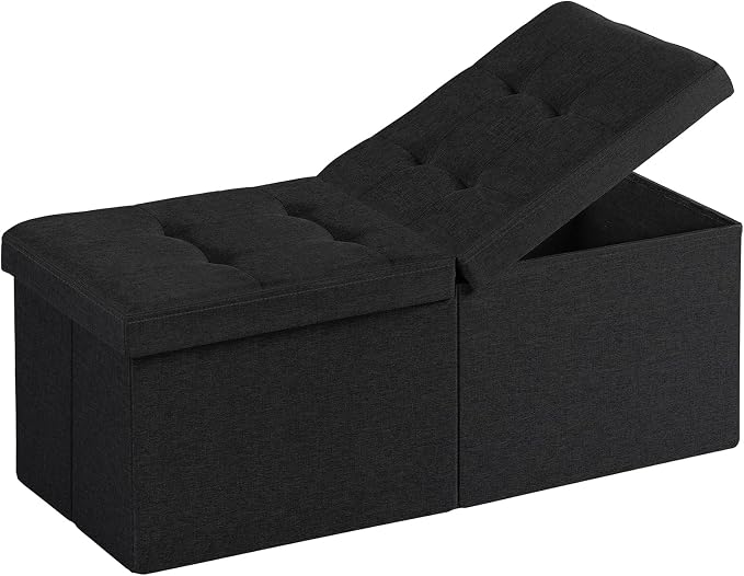 35-INCH Storage Ottoman Bench, Footrest with Storage, End of Bed Bench Coffee Table for Living Room, Bedroom, Entryway, Black