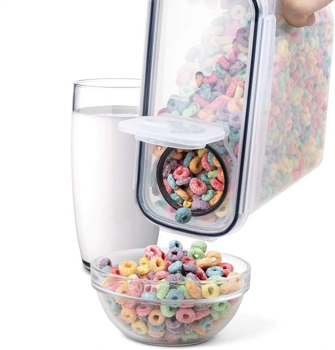FOOYOO Cereal Containers Storage Set - 4 Piece Airtight Large Food Storage Containers(135.2oz), BPA Free Dispenser Plastic Cereal Storage Containers
