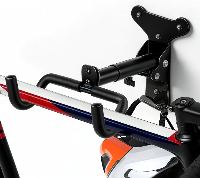 Bike Wall Mount Hanger, Horizontal Rack | Heavy-Duty, Adjustable, For Road, Mountain & Hybrid Bikes, Garage, Apartment & Home Use