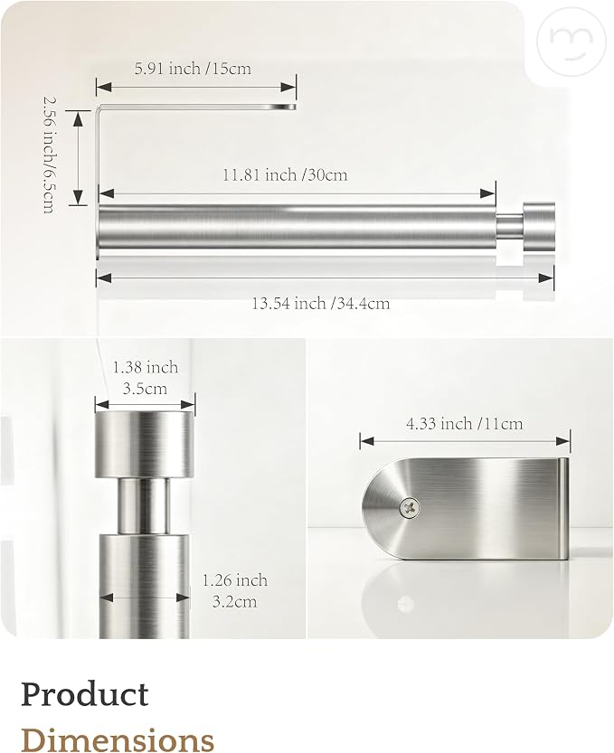 Paper Towel Holder Under Cabinet Adhesive or Drilling Silver | Drill Wall Mount or Adhesive, Easy Roll Loading, Heavy Duty, Stainless Steel Paper Towel Roll Rack for Kitchen, Bathroom