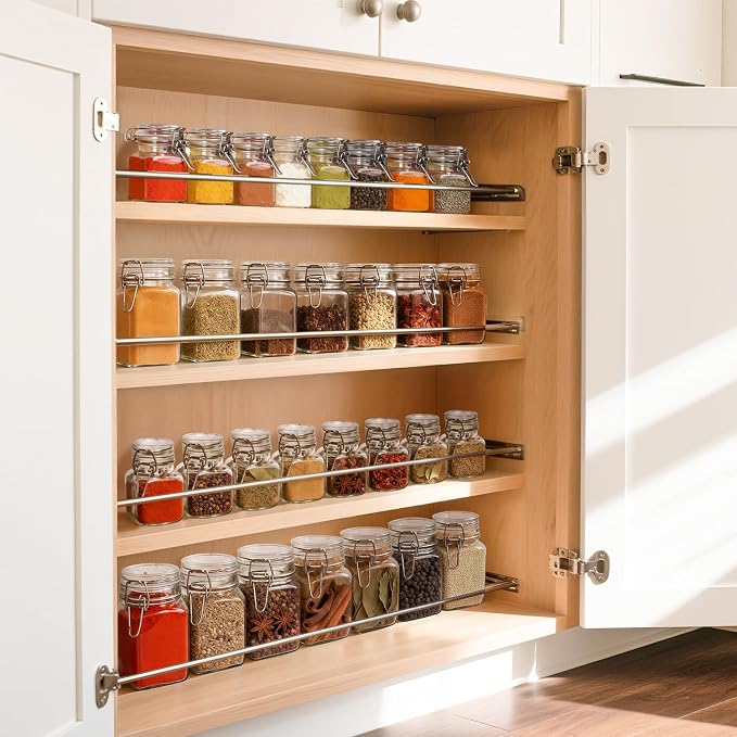 ComSaf Square Small Glass Spice Jars with Airtight Lids 4 oz 12 Pack Pantry | Honey herbs, Farmhouse pantry organization, Mini favor jars, Labels included, Funnel included, Kitchen storage, Snacks