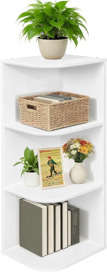 Whitmor 3 Tier Corner Open Shelf, 3 Cube Display Corner Bookshelf, Open Storage Display Bookcase, Storage Cabinet for Living Room, Bedroom, Home, Office, 9.3" L x 12" W x 31.5" H, White