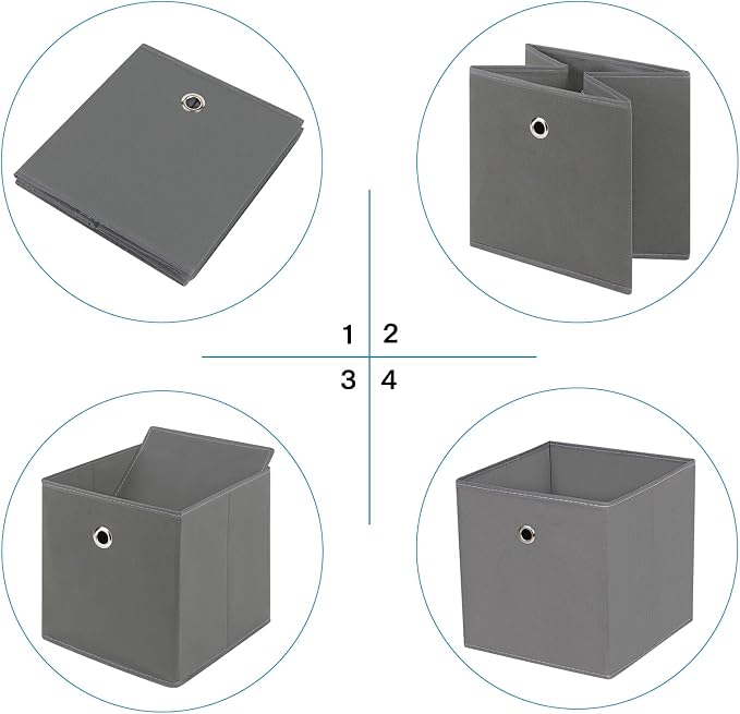 Fabric Cubes Storage Containers ,11 Inch Cloth Storage Cube Foldable Storage Bins Cubes Organizer Baskets with Dual Handles for Shelf Closet Set of 3,(Grey)