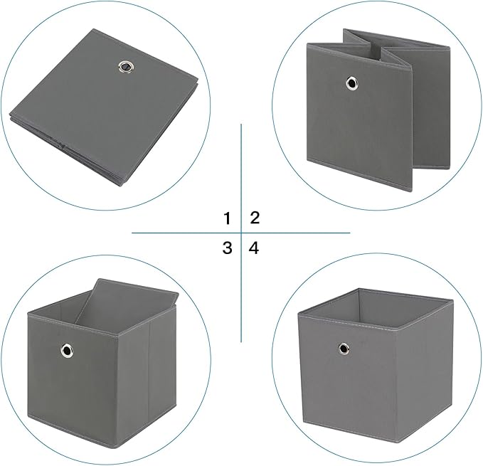 Fabric Cubes Storage Containers ,11 Inch Cloth Storage Cube Foldable Storage Bins Cubes Organizer Baskets with Handles for Shelf,Closet,Nursery,Set of 1,(Grey)