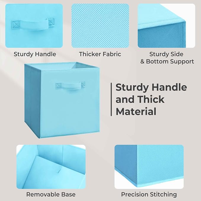 11x11 Inch Storage Bins Cubes, Fabric Foldable Storage Box, Collapsible Closet Organizer for Clothes, Blankets, Office, Bedroom, Living Room, Shelf Cabinet, Bookcase, Multi-Color, 3 Pack