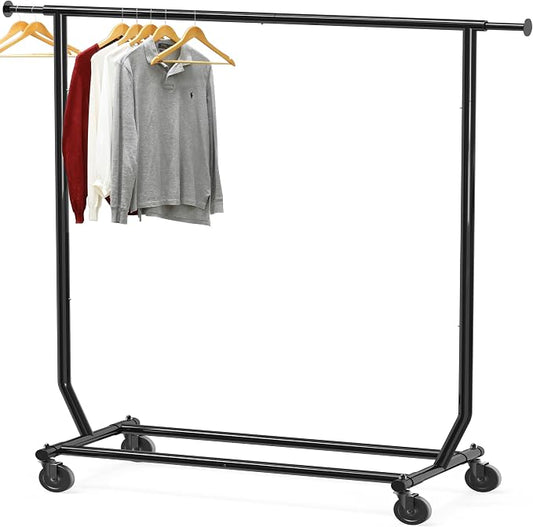 Simple Houseware Supreme Commercial Grade Clothing Garment Rack, Black | Holds Up to 250 lbs, Extendable Width from 50.25 to 75.25 Inches