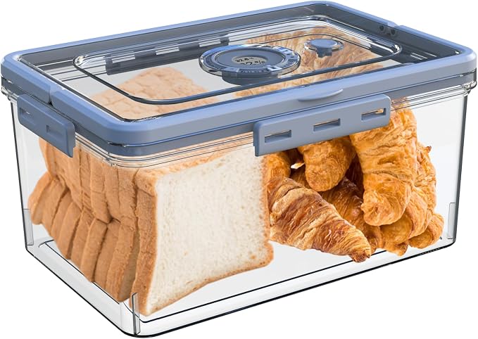 Bread Box With Digital Hygrometer, Portable Bread Boxes with Lid and Handle,New Upgrade Time Recording Bread Storage Container for Homemade Breads,Toast, Bagel, Donut and Cookies,Gifts for Mom Dad