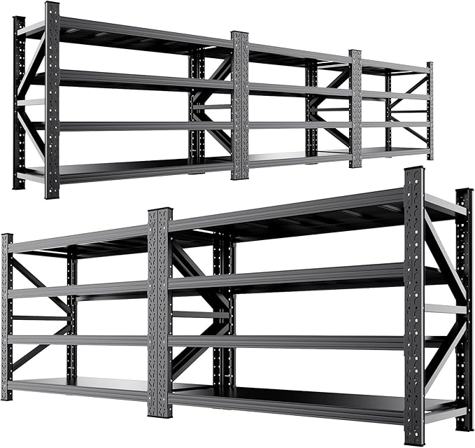 5-Pack 5000LBS Heavy Duty Garage Shelving for Warehouse & Large Storage Organization, 4 Tier Adjustable Metal Storage Rack for Garage, Basement, Workshop & Storage Room, 69" W x 24" D x 64" H