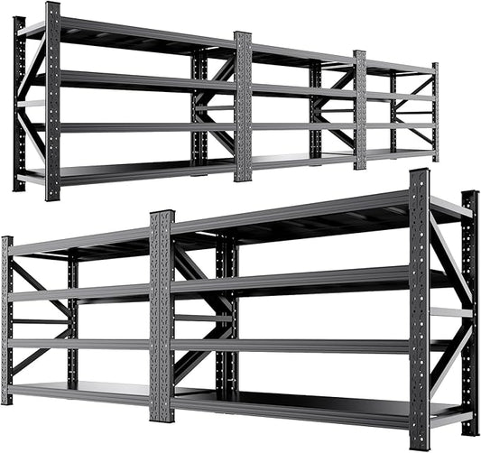 5-Pack 5000LBS Heavy Duty Garage Shelving for Warehouse & Large Storage Organization, 4 Tier Adjustable Metal Storage Rack for Garage, Basement, Workshop & Storage Room, 69" W x 24" D x 64" H