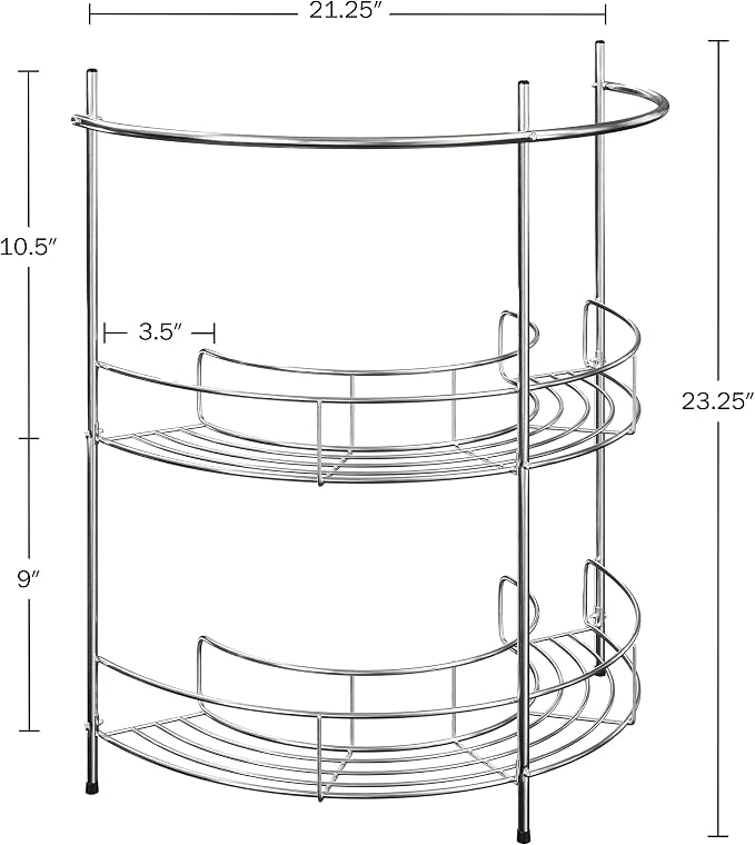 Pedestal Sink Organizer - Compact Under the Sink Rack with 2 Storage Shelves and Towel Holder - Space Saving Bathroom Storage by Lavish Home