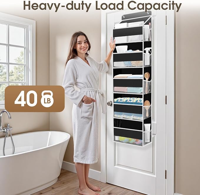 2 Pcs Over The Door Organizer Large Capacity Hanging Storage Room Organizer | 40 lb Capacity, Ultra-Sturdy, Foldable, Mesh Design with Clear Window, Space-Saving Organizer for Pantry, Nursery & Closet