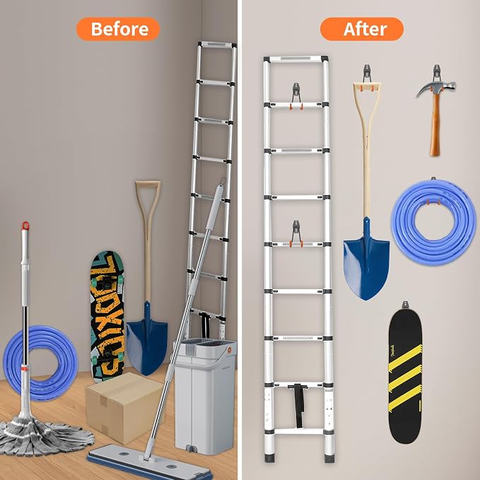 ENUODA Garage Hooks Heavy Duty Garage Storage Hooks Utility Steel Wall Mount Hanger for Hanging Garden Tools, Power Tools, Bike, Ladder, Shovel, Broom, Hose, Bulk Items, 4 Pack
