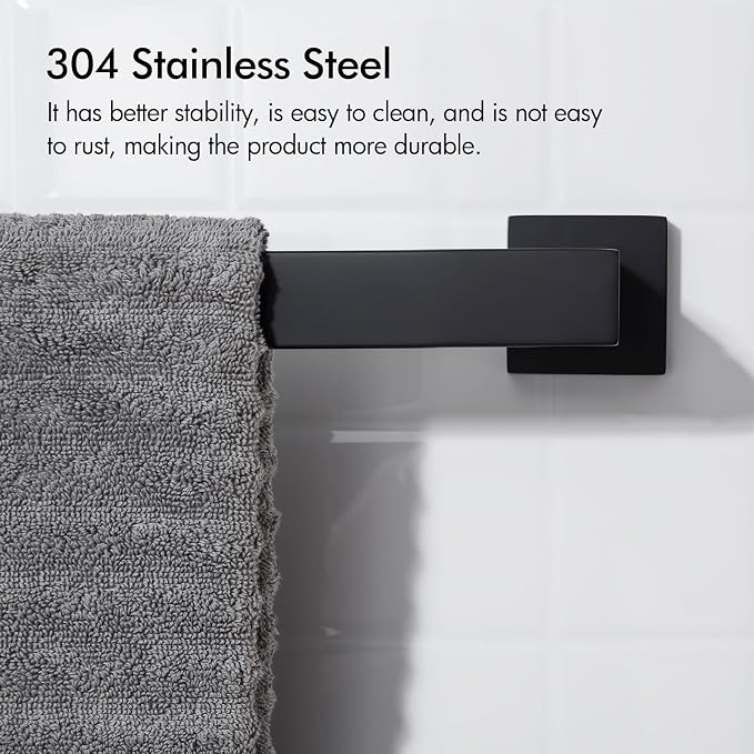 BANOLUX Towel Rack, 32-Inch Single Towel Bars for Bathroom, Towel Racks for Bathroom Wall Mounted SUS304 Stainless Steel Hand Towel Holder Organize Heavy Duty, Matte Black Towel Bar