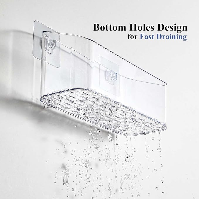 2 Pack Clear Bath Toy Storage Organizer for Baby & Toddler Shower | Large Quick-Drain Shower Caddy, Perforated Fast Draining Bath Toy Holder Storage Basket for Baby, Toddler and Kids Bathroom
