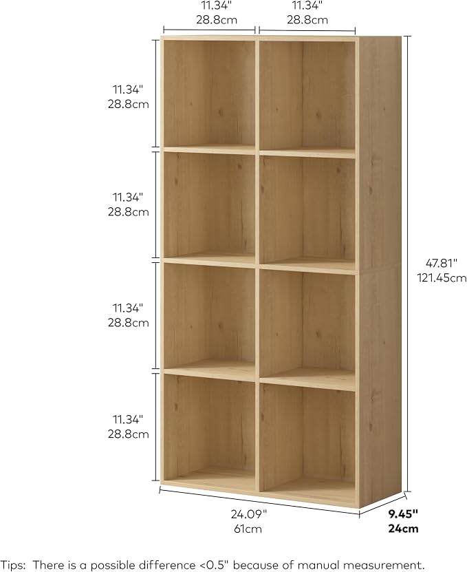 8 Cube Storage Organizer, Wooden Cube Shelves with Closed Back Panel, Reversible Bookcase, Cubes Closet Organizer for Home, Living Room, Kids Room, Office, Bedroom, Study, Hallway