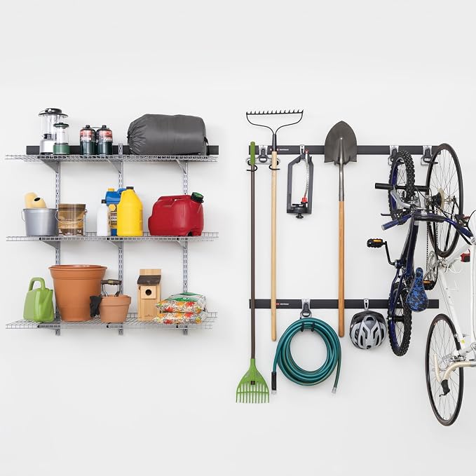 Rubbermaid 25-Piece Fasttrack Garage Storage System Kit for Garage Organization