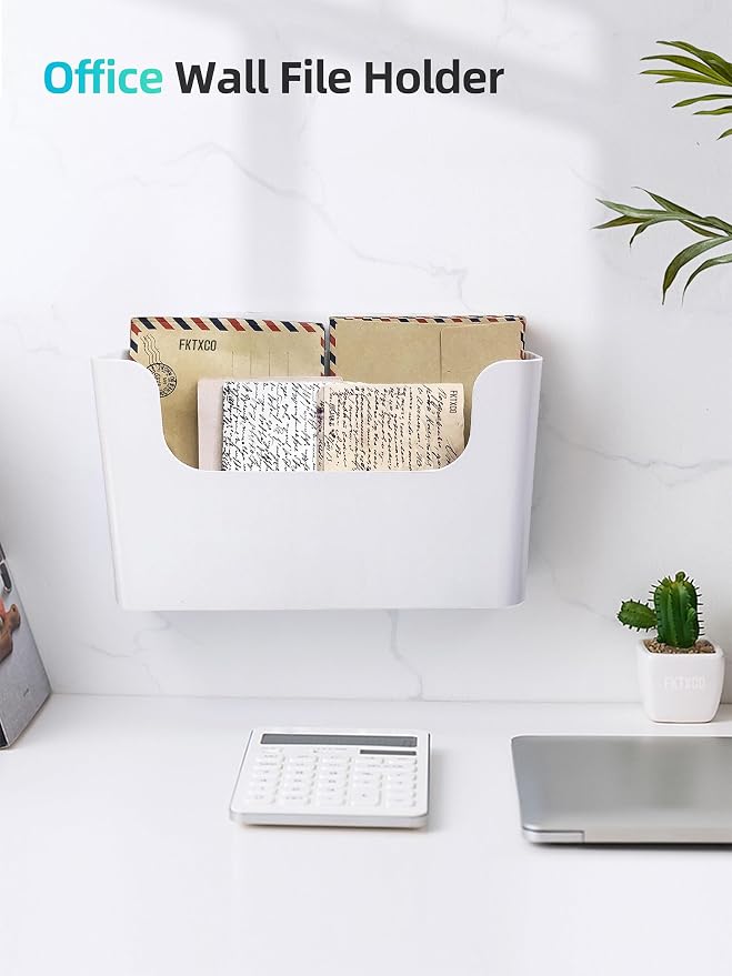 Wall Mount File Organizer Holder Mail Holder No Drilling Wall Pocket for Office, Home, Classroom, Camper, Organize Your Magazine, Book, Bills, Mail, Paperwork, Homework(Cream White, 1 PCS)