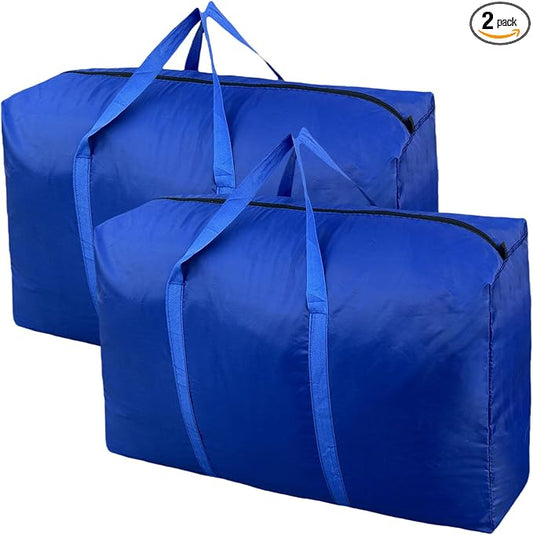 100L Extra Large Storage Bags, Big Moving Bags with Strong Zippers & Carrying Handles, Packing Bags for Moving, Storage, Travel and Camping, Storage Totes For Space Saving (Blue, 2 Pack)