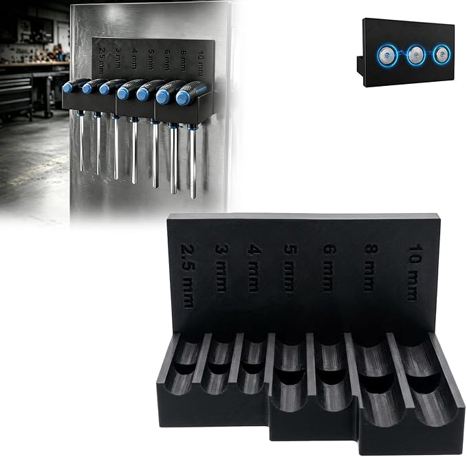 Magnetic T-Handle Hex Key Organizer Rack,Professional Workshop Wall Mount Metric Allen Wrench Holder,Tool Cabinet Storage Stand for Harbor Freight ICON (Tools Not Included)