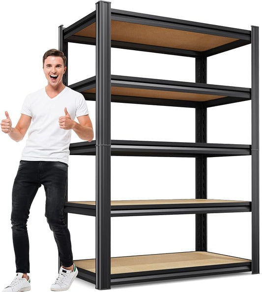 Garage Shelving for Home & Workshop Organization, 5-Tier Adjustable Metal Storage Rack for Tools, Storage Bins & Household Items, Utility Shelf for Garage, Pantry, 71" H x 32" W x 14" D