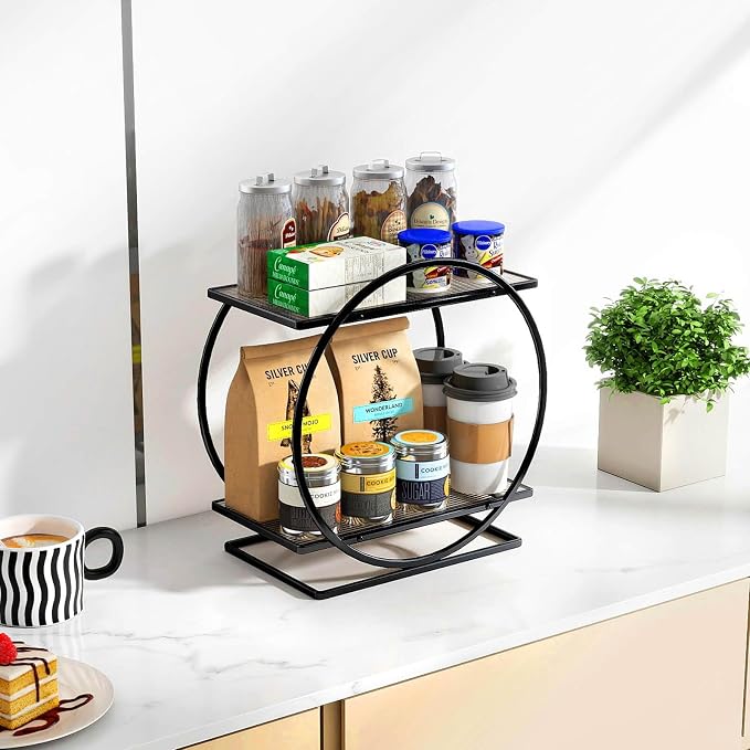 Bathroom Countertop Organizer, Black Perfume Organizer for Dresser | 2 Tier Bathroom Counter Organizer,Vanity Shelf Makeup Organizer, Bathroom Organizers and Storage, Skincare Tray Perfume Stand