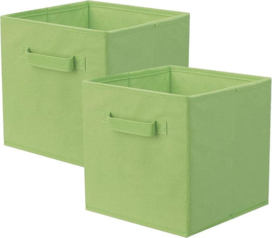 ShellKingdom Storage Bins, Foldable Fabric Storage Cubes And Cloth Storage | Storage Organizer For Closet And Toys, 10.5x10.5x11 INCH, 2 Pack (Green)