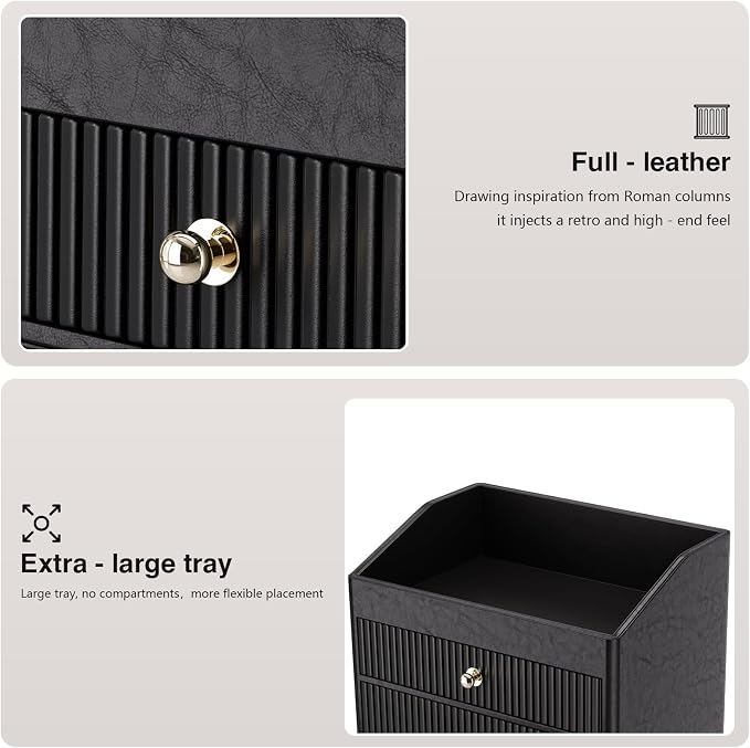 LADSTAG Make up Organizers for Vanity,Leather Makeup organizer for Vanity,Large Capacity Black Vanity Storage for Nail Polish,Bedroom,Bathroom,Gifts for Mom,Unique Gifts for Women