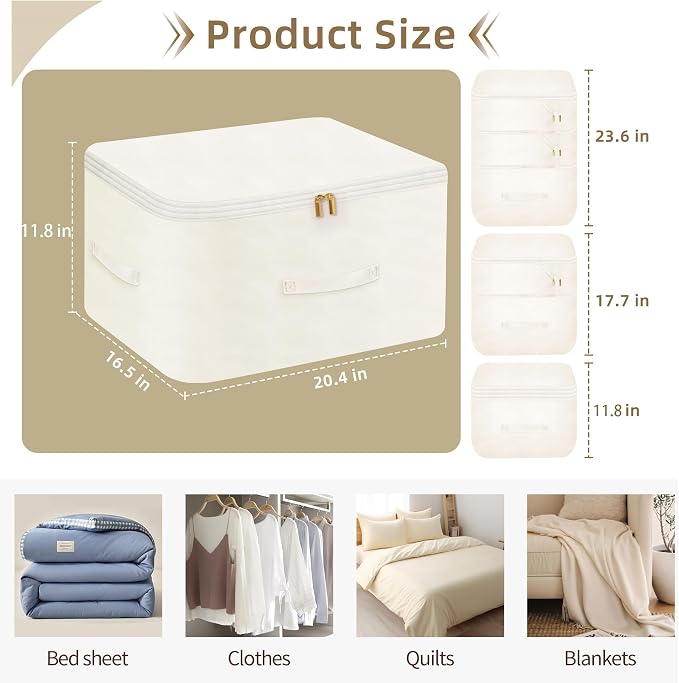 Ultra Space Saving Self Compression Organizer, Comforter Storage Bag for Clothes, Blankets, Pillows, Duvet, Comforters, Bedding Sets and Much More (Khaki,X-L - 54 * 42 * 60cm)