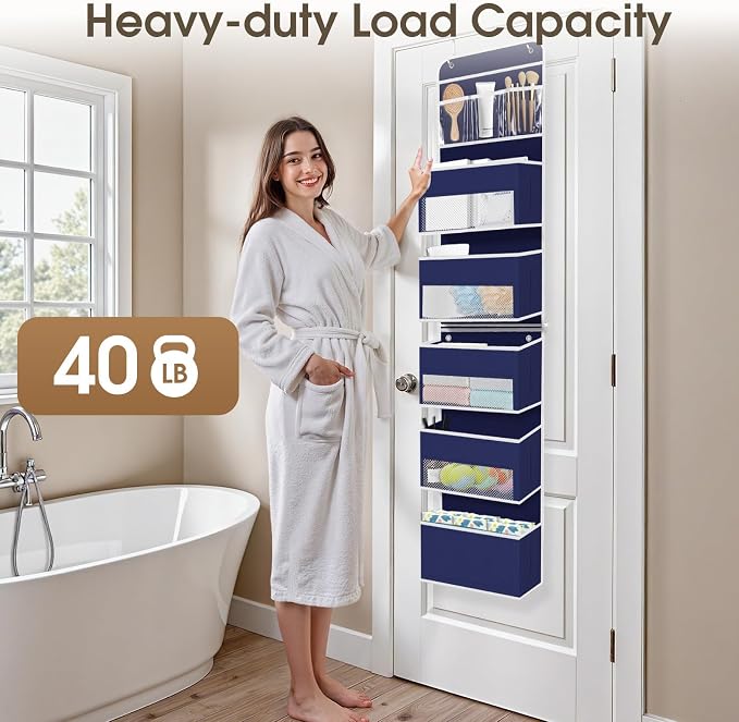1Pack Over The Door Organizer Large Capacity Hanging Storage Room Organizer | 40 lb Capacity, Ultra-Sturdy, Detachable, Mesh Design with Clear Window, Space-Saving Organizer for Pantry, Nursery & Closet