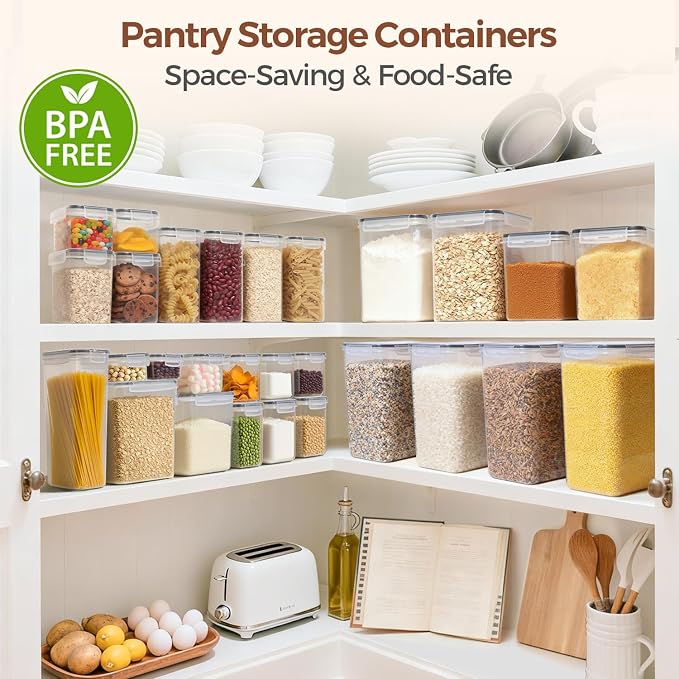 ComSaf Airtight Rice Storage Container with Lid 10Qt 2Pack, Large Capacity | 9.5L Plastic Food Canister, Rice Sugar Flour Cereal Oats Pasta, Pantry Kitchen Cabinet, Label, Scoop, Rice Washer, BPA-free